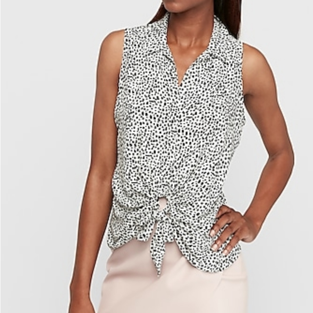 Express Sleeveless Tie Front Blouse